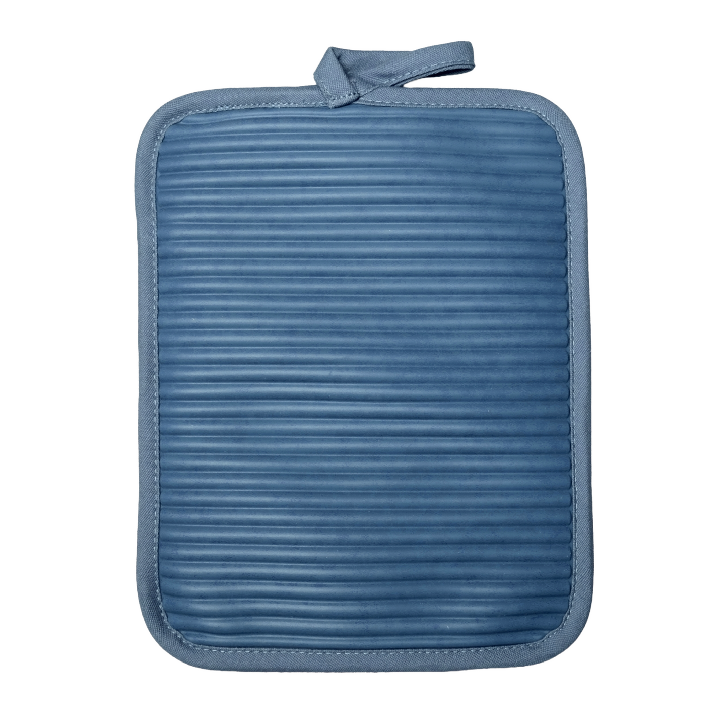 Blue textured pot holder on a white background
